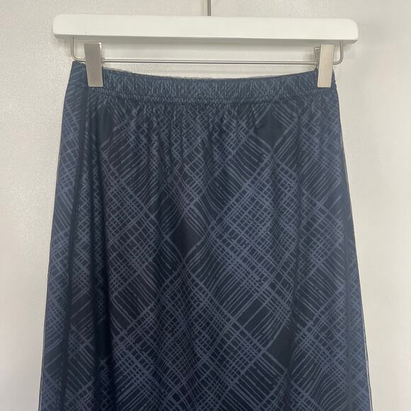 Dazy Shein Women's A-Line Sz M Navy Blue Check Mesh Stretch Midi Skirt Whimsgoth - Picture 5 of 9